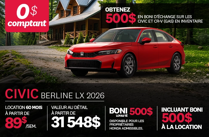 Promotion Civic LX 2026